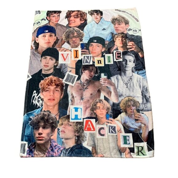 Vinnie Hacker Fleece Throw Blanket 38” x 50” All Over Print Rare - Picture 1 of 6